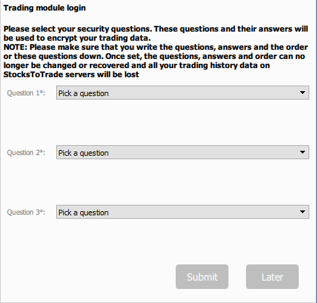 Trading Module Security Questions