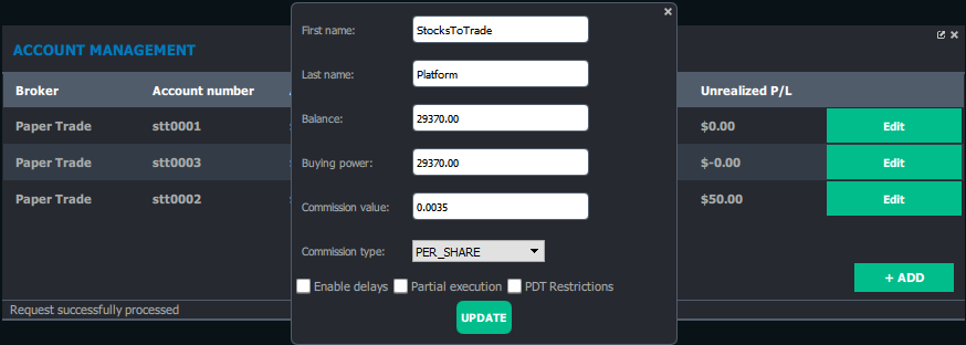 Paper Trading Account Settings